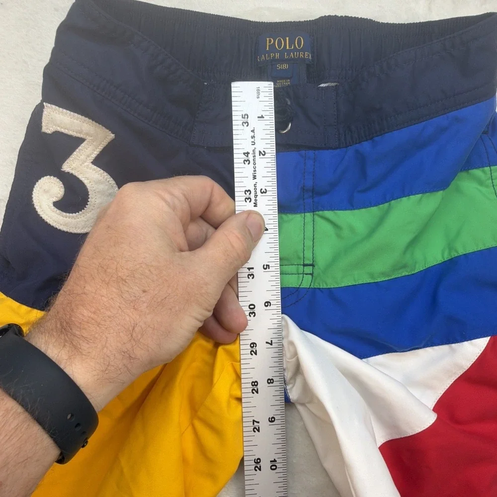 Polo Ralph Lauren Boys Swim Trunks‎ Nautical Colorblock Flag Shorts Size 8